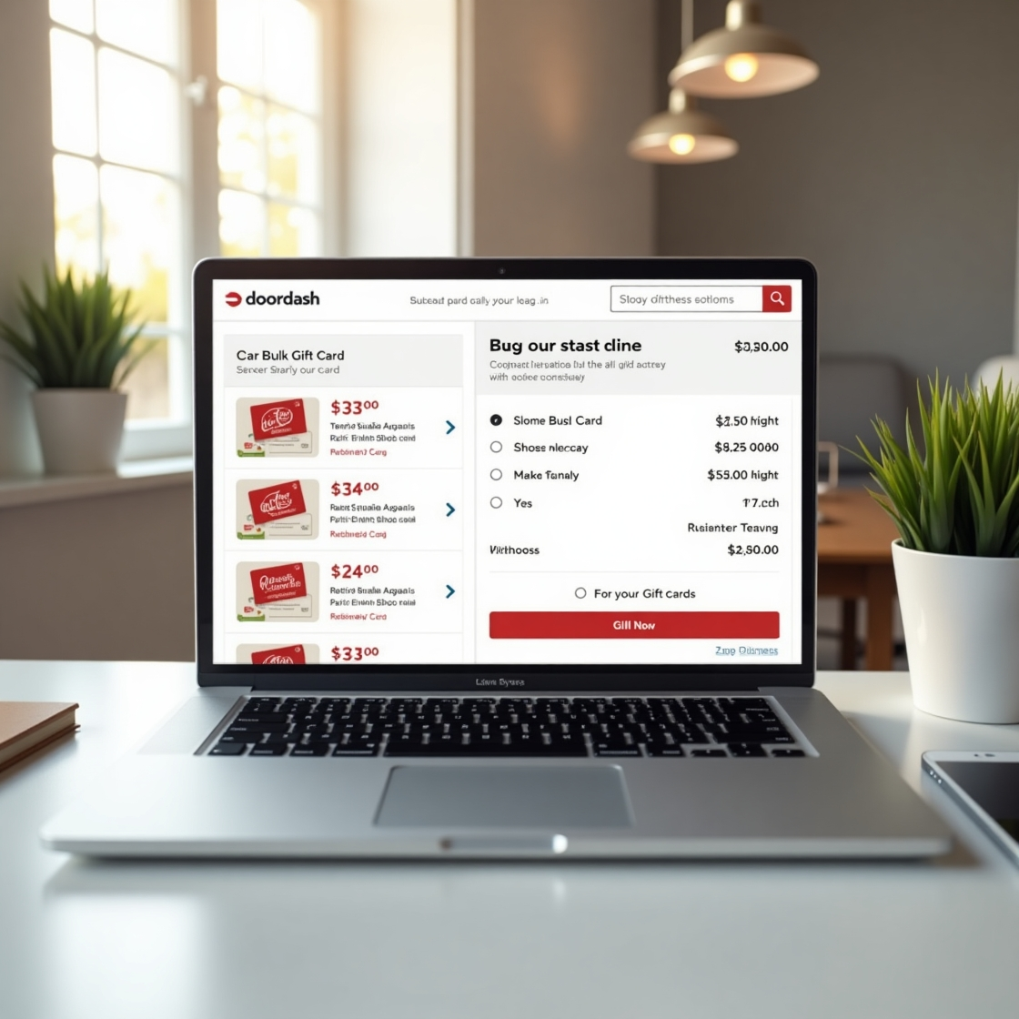 Laptop with DoorDash bulk portal and order button